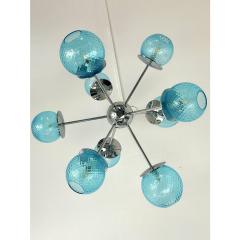 Contemporary Sputnik Light Blue Ballotton Murano Glass Chandelier - 4302967