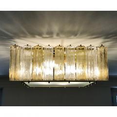 Contemporary Square Italian Crystal Amber Murano Glass Flush Chandelier Pendant - 1487662