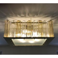 Contemporary Square Italian Crystal Amber Murano Glass Flush Chandelier Pendant - 1487665