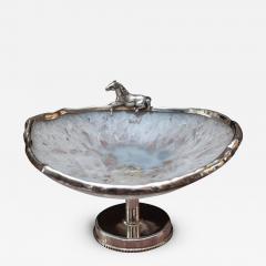 Contemporary Sterling Silver and Rock Crystal Footed Bowl with Horse - 3435234