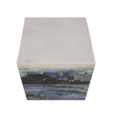 Contemporary Stucco Marble Spanish Side Table - 4270617