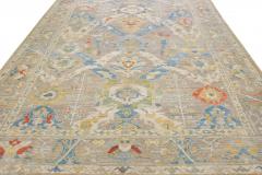 Contemporary Sultanabad Beige Handmade Floral Pattern Wool Rug - 2802344