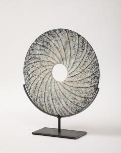 Contemporary Textured Swirl Stone Disc Sculpture China - 3482473
