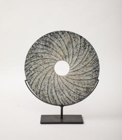 Contemporary Textured Swirl Stone Disc Sculpture China - 3482475
