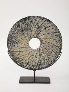 Contemporary Textured Swirl Stone Disc Sculpture China - 3482479