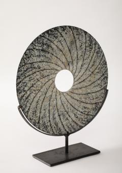 Contemporary Textured Swirl Stone Disc Sculpture China - 3482482