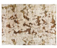 Contemporary Tiger Wool and Silk Hand Knotted Rug in Brown and Cream - 1406808