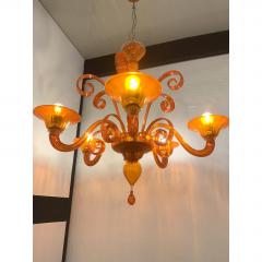 Contemporary Translucent Orange Murano Glass Chandelier - 4718560