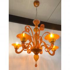 Contemporary Translucent Orange Murano Glass Chandelier - 4718562