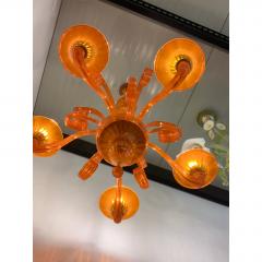 Contemporary Translucent Orange Murano Glass Chandelier - 4718563