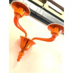 Contemporary Translucent Orange Murano Glass Wall Sconce in Deco Style - 4718576