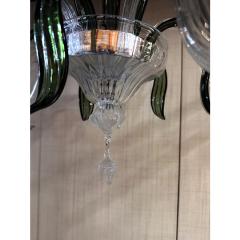 Contemporary Transparent and Green Leaves Chandelier in Murano Glass - 4302836