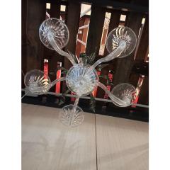 Contemporary Transparent and Green Leaves Chandelier in Murano Glass - 4302837