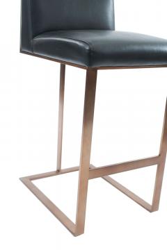 Contemporary Upholstered Black Leather Barstools - 4668402
