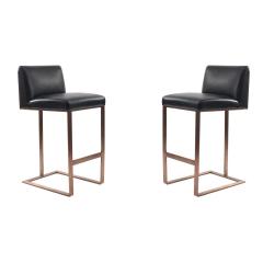 Contemporary Upholstered Black Leather Barstools - 4729350