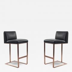 Contemporary Upholstered Black Leather Barstools - 4729373