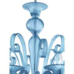 Contemporary Venetian Blue Satin Murano Glass Chandelier 8 Arms - 4445915
