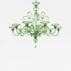 Contemporary Venetian Green Murano Glass Chandelier 8 Arms - 4739255