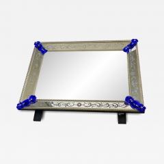 Contemporary Venetian Murano Glass Wall Mirror With Green Floral Hand Carved - 4493283