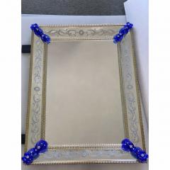 Contemporary Venetian Murano Glass Wall Mirror With Green Floral Hand Carved - 4567393