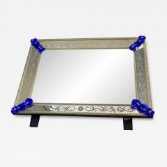 Contemporary Venetian Murano Glass Wall Mirror With Green Floral Hand Carved - 4569934