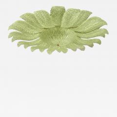 Contemporary Venetian Sunflwer Murano Glass Green Flush Mount - 4738752