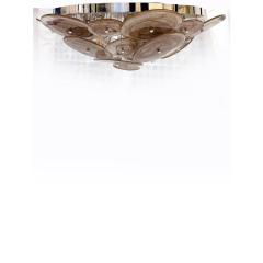 Contemporary Venied Brown Disks Murano Glass Style Flush Mount - 4303422