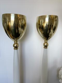 Contemporary Venitian Brass Murano Glass Floor Lamp Italy - 2487060