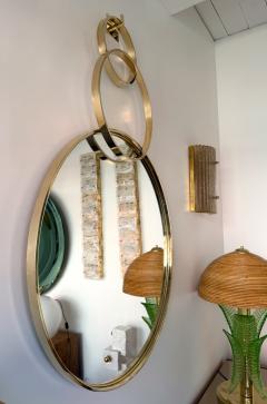 Contemporary Wall Mirror with Brass Circles Italian Craftsmanship - 4510779