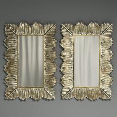 Contemporary Wall Mirrors Leaf Motif Murano Glass Silver Gilt Italy 2023 - 3441293