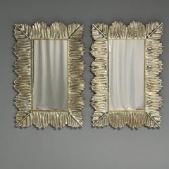 Contemporary Wall Mirrors Leaf Motif Murano Glass Silver Gilt Italy 2023 - 3441294