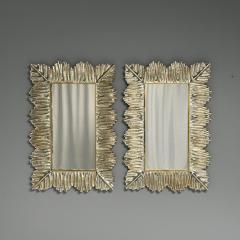 Contemporary Wall Mirrors Leaf Motif Murano Glass Silver Gilt Italy 2023 - 3441295