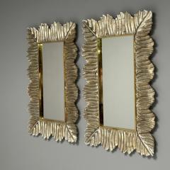 Contemporary Wall Mirrors Leaf Motif Murano Glass Silver Gilt Italy 2023 - 3441297