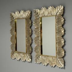 Contemporary Wall Mirrors Leaf Motif Murano Glass Silver Gilt Italy 2023 - 3441298