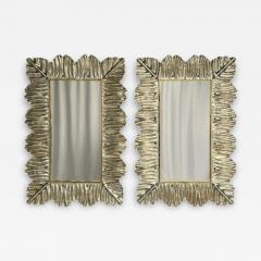 Contemporary Wall Mirrors Leaf Motif Murano Glass Silver Gilt Italy 2023 - 3444359