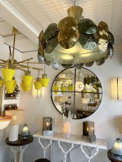 Contemporary Water Lily Chandelier Brass and Murano Glass Italy - 3646575