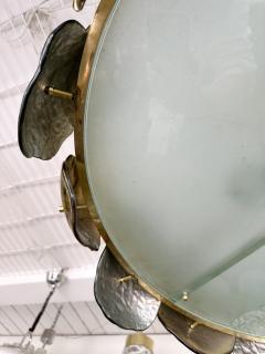 Contemporary Water Lily Chandelier Brass and Murano Glass Italy - 3646582
