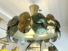 Contemporary Water Lily Chandelier Brass and Murano Glass Italy - 3646583