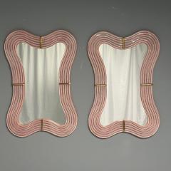 Contemporary Wavy Wall Mirrors Pink Murano Glass Brass Italy 2023 - 3441243
