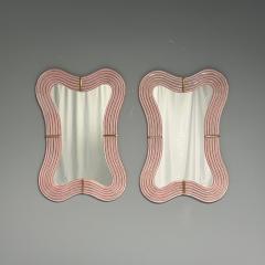 Contemporary Wavy Wall Mirrors Pink Murano Glass Brass Italy 2023 - 3441244