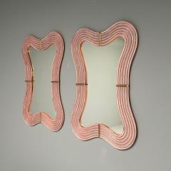 Contemporary Wavy Wall Mirrors Pink Murano Glass Brass Italy 2023 - 3441245