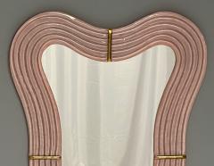 Contemporary Wavy Wall Mirrors Pink Murano Glass Brass Italy 2023 - 3441246