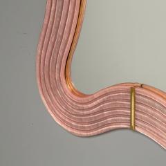 Contemporary Wavy Wall Mirrors Pink Murano Glass Brass Italy 2023 - 3441249