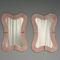 Contemporary Wavy Wall Mirrors Pink Murano Glass Brass Italy 2023 - 3441250