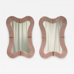 Contemporary Wavy Wall Mirrors Pink Murano Glass Brass Italy 2023 - 3444358