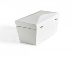 Contemporary White Lacquered Rectangular Wooden Decorative Box - 4195879
