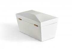 Contemporary White Lacquered Rectangular Wooden Decorative Box - 4195881