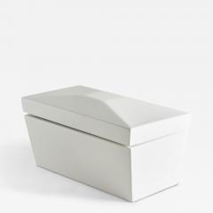 Contemporary White Lacquered Rectangular Wooden Decorative Box - 4222076