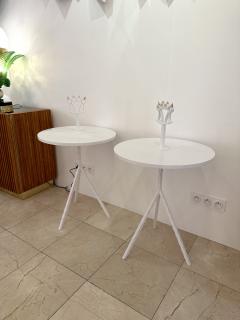 Contemporary White Lacquered and Brass Bastard Table Italy - 3156064