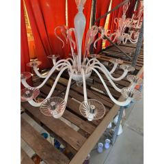 Contemporary White With Transparent Leaves Murano Glass Chandelier - 4302843